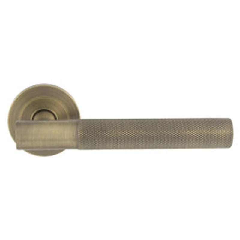 Galaxy Lever On Sprung Screw-On Round Rose - Antique Brass