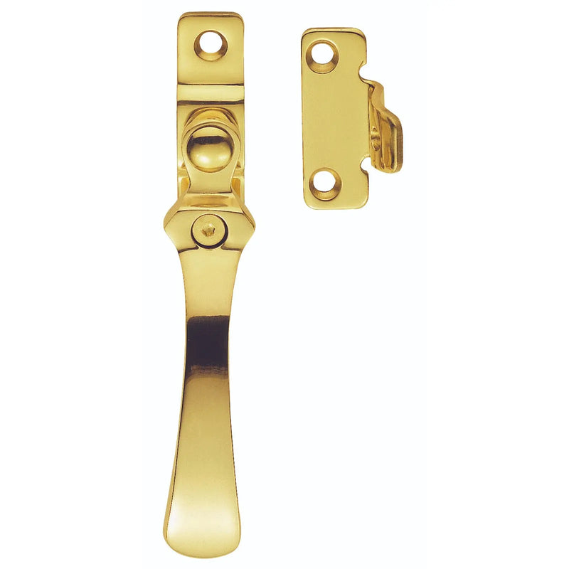 Victorian - Casement Fastener (Wedge Pattern - Lockable) - Polished Brass 57MM X 13MM