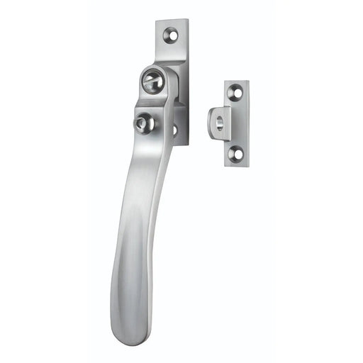 Victorian - Casement Fastener Wedge Pattern - Lockable Suitable For Weather Stripped Windows - Satin Chrome 57MM X 13MM