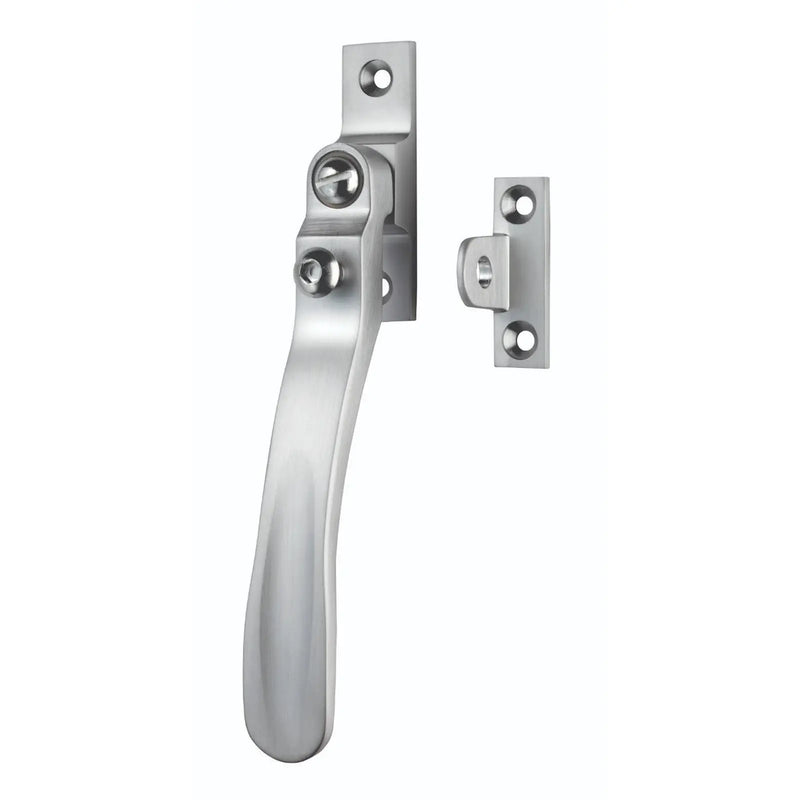 Victorian - Casement Fastener Wedge Pattern - Lockable Suitable For Weather Stripped Windows - Satin Chrome 57MM X 13MM