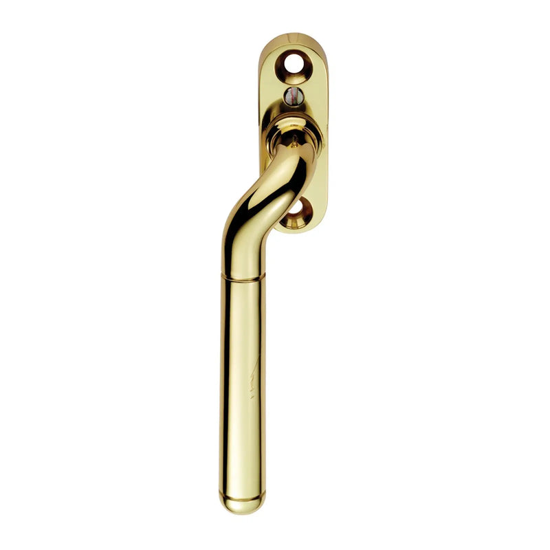Cranked Locking Espag. Handle Left Hand - Polished Brass 110MM