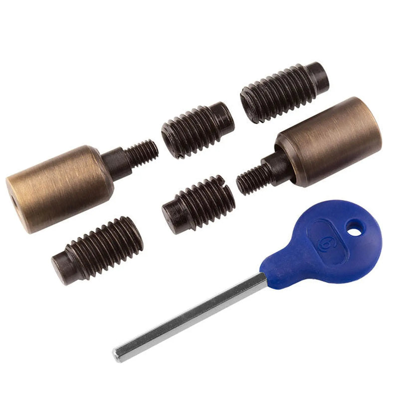 Sash Window Stop ( 2 X Stops 4 X Ferrules 1 X Key) - Antique Brass