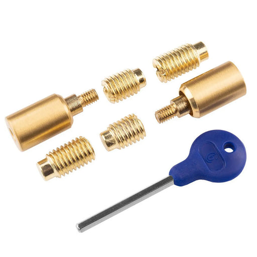 Sash Window Stop ( 2 X Stops 4 X Ferrules 1 X Key) - Satin Brass