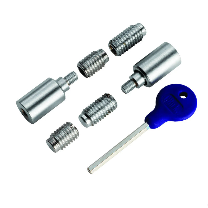 Sash Window Stop ( 2 X Stops 4 X Ferrules 1 X Key) - Satin Chrome 25 x 16MM