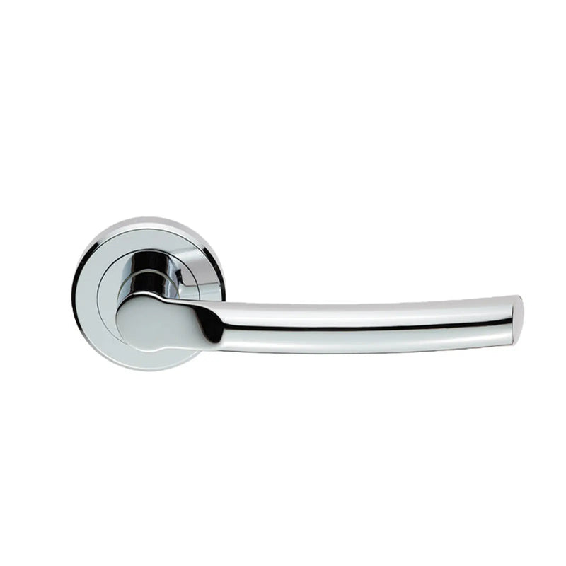Nelson Lever On Sprung Screw-On Round Rose - Polished Chrome