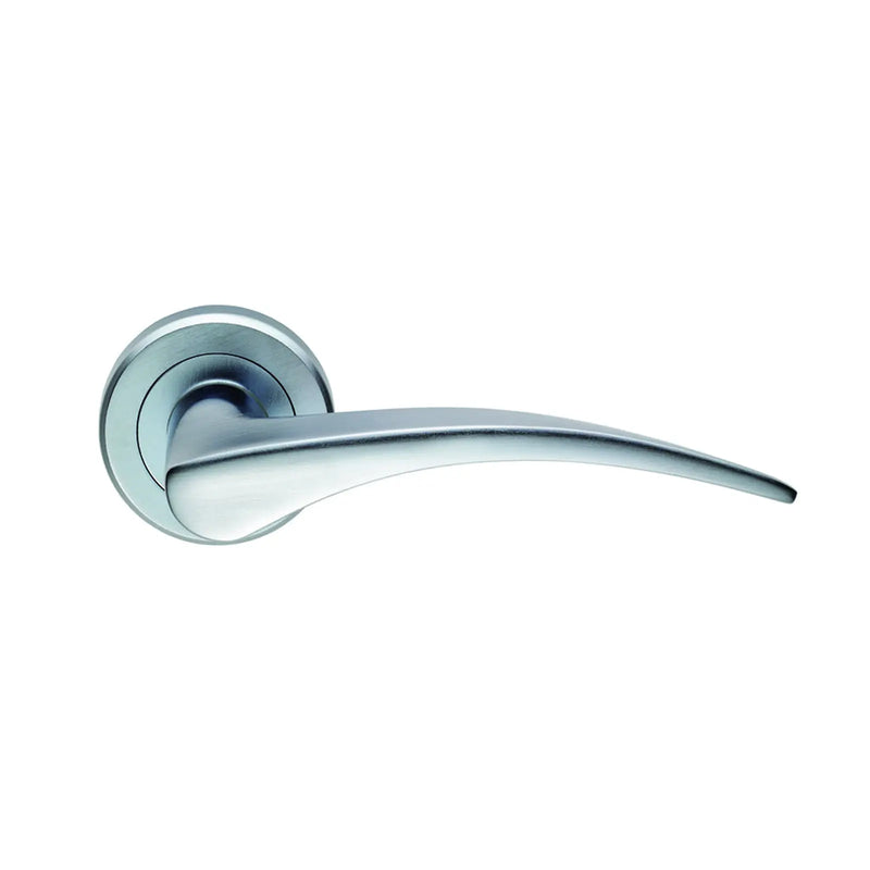Olivier Lever On Sprung Screw-On Round Rose - Satin Chrome