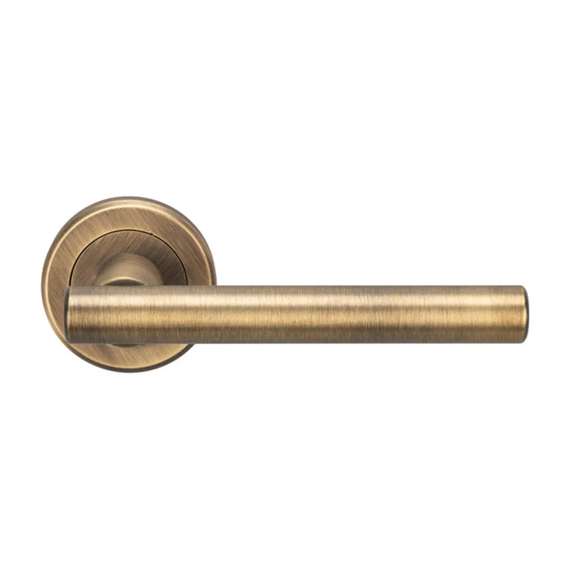 Philadelphia Lever On Sprung Screw-On Round Rose - Antique Brass