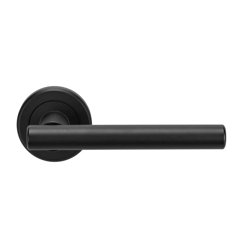 Philadelphia Lever On Sprung Screw-On Round Rose - Retail Pack - Matt Black