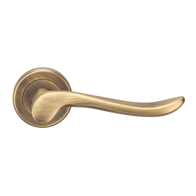 Verdun Lever On Sprung Screw-On Round Rose - Antique Brass