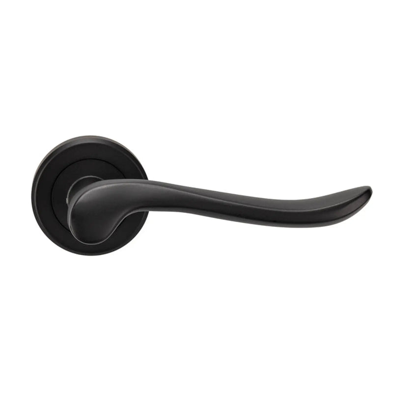 Verdun Lever On Sprung Screw-On Round Rose - Matt Black