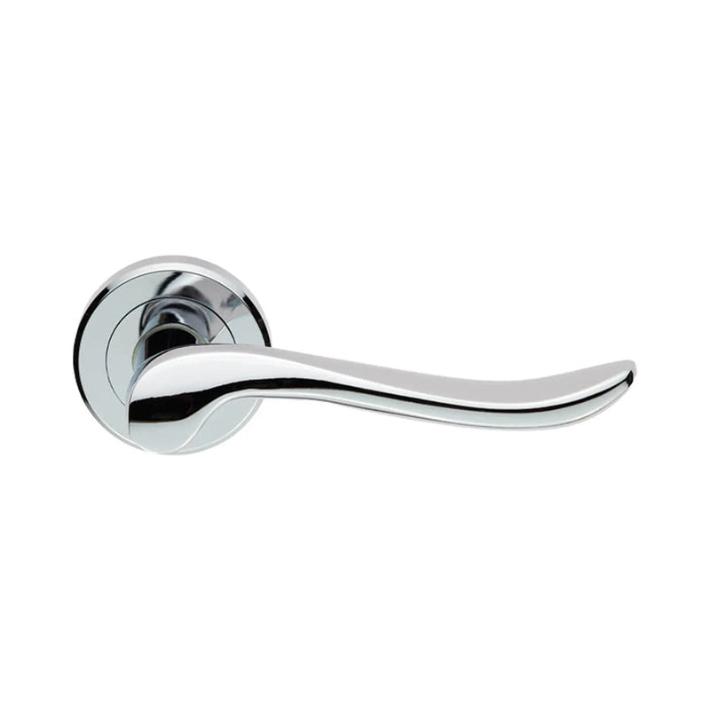 Verdun Lever On Sprung Screw-On Round Rose - Polished Chrome