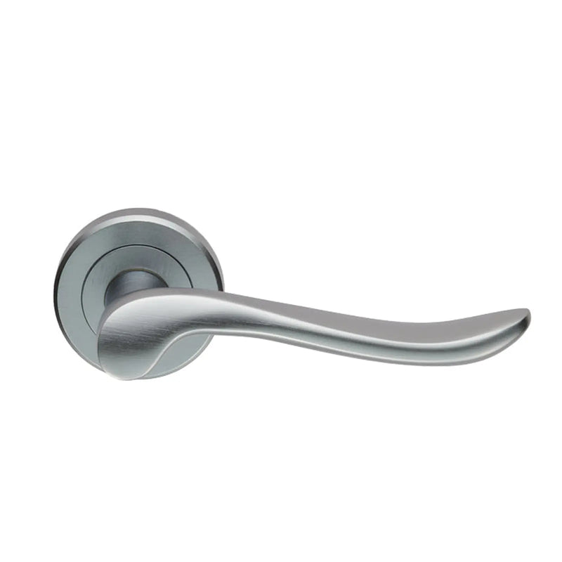 Verdun Lever On Sprung Screw-On Round Rose - Satin Chrome
