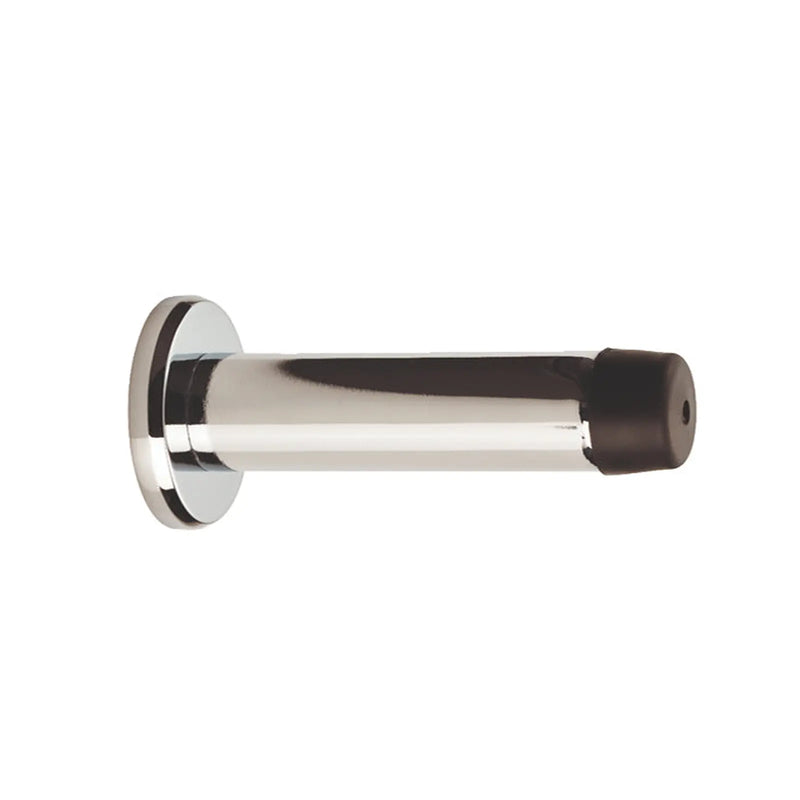 Wall Mounted Cylinder Doorstop With Rose - Polished Chrome 71MM