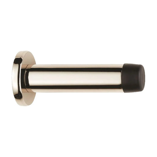 Wall Mounted Cylinder Doorstop With Rose - Polished Nickel 71MM