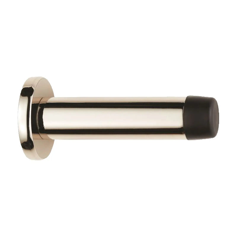 Wall Mounted Cylinder Doorstop With Rose - Polished Nickel 71MM