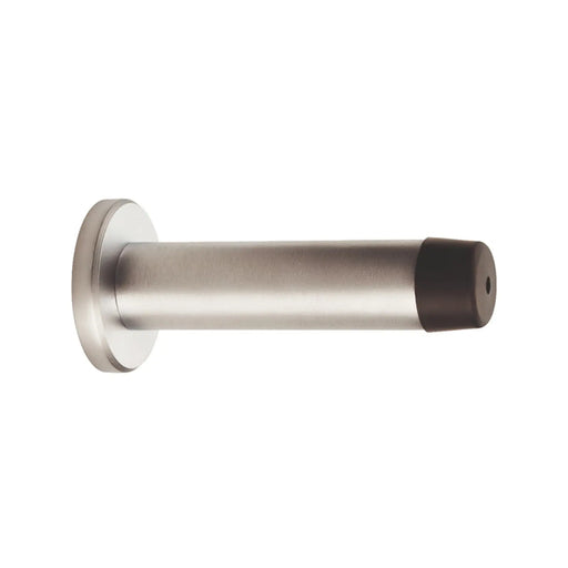 Wall Mounted Cylinder Doorstop With Rose - Satin Chrome 71MM