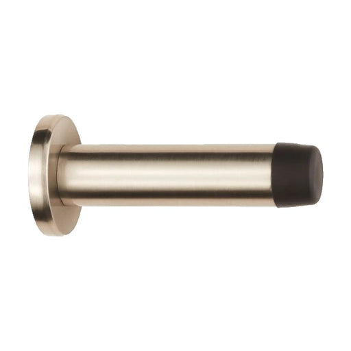 Wall Mounted Cylinder Doorstop With Rose - Satin Nickel 71MM