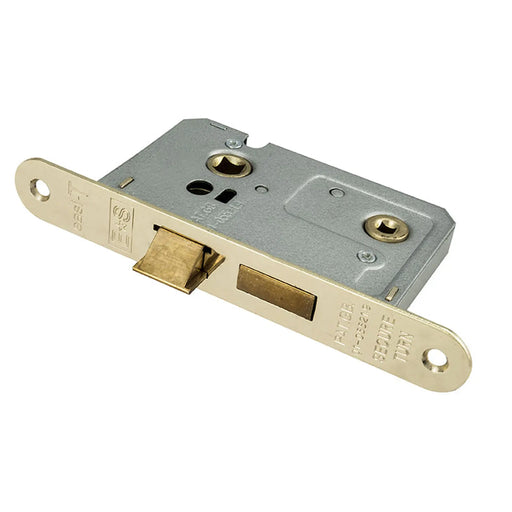 Stax 64Mm Bathroom Lock - 5Mm Follower - 57Mm C/C - Radius - Electro Brassed