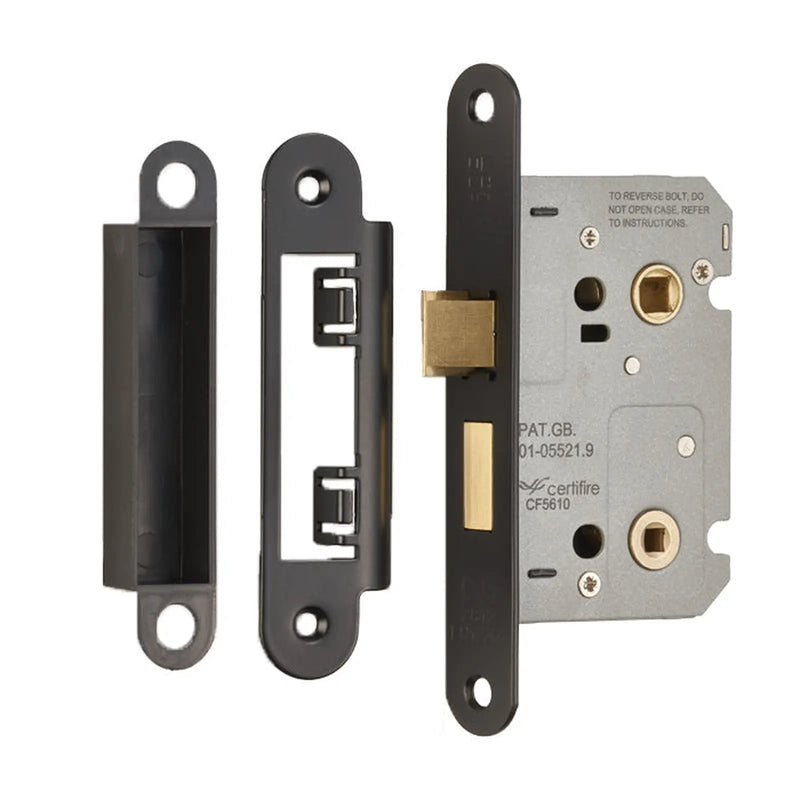 Stax 64Mm Bathroom Lock - 5Mm Follower - 57Mm C/C - Radius - Matt Black