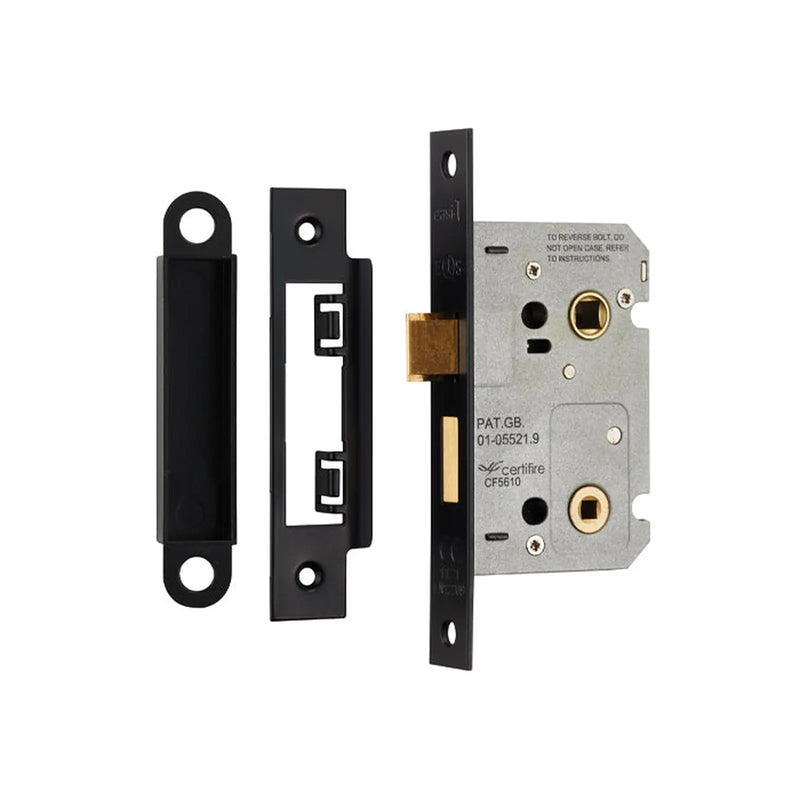 Stax 64Mm Bathroom Lock - 5Mm Follower - 57Mm C/C - Square - Retail Pack - Matt Black