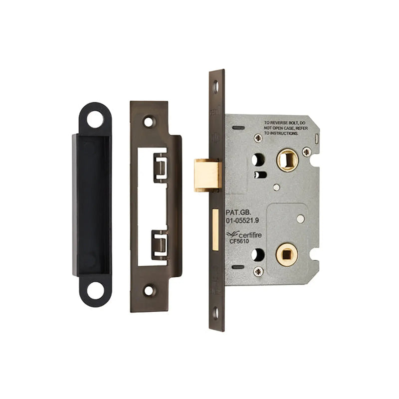 Stax 64Mm Bathroom Lock - 5Mm Follower - 57Mm C/C - Square - Matt Bronze