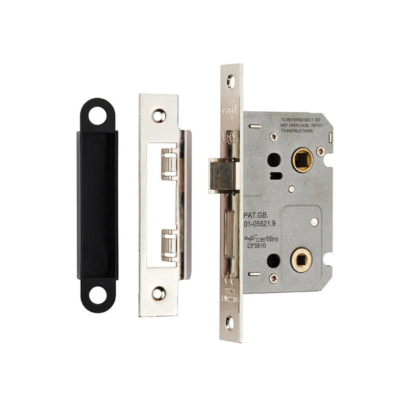 Stax 64Mm Bathroom Lock - 5Mm Follower - 57Mm C/C - Square - Nickel Plated