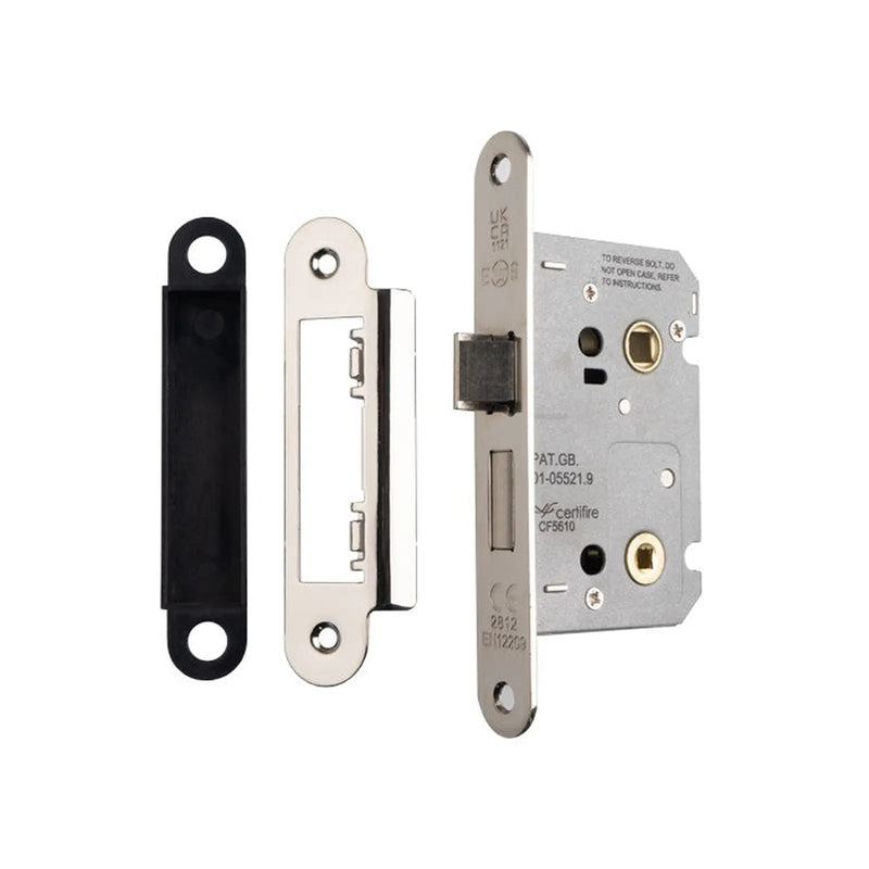 Stax 64Mm Bathroom Lock - 5Mm Follower - 57Mm C/C - Radius - Nickel Plated