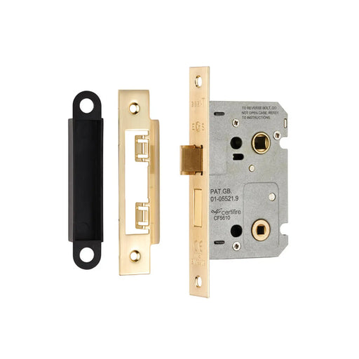 Stax 64Mm Bathroom Lock - 5Mm Follower - 57Mm C/C - Radius - Satin Brass