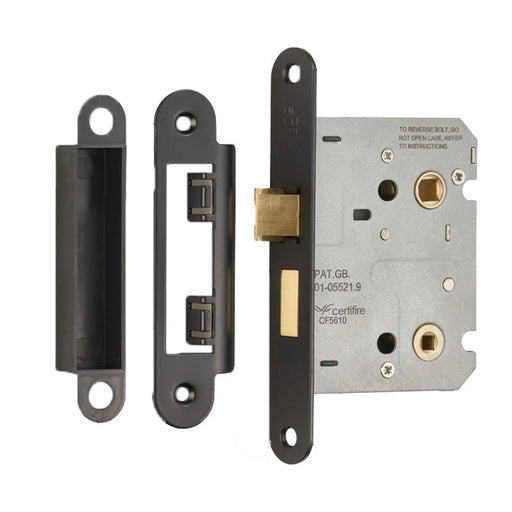 Stax 76Mm Bathroom Lock - 5Mm Follower - 57Mm C/C - Radius - Matt Black