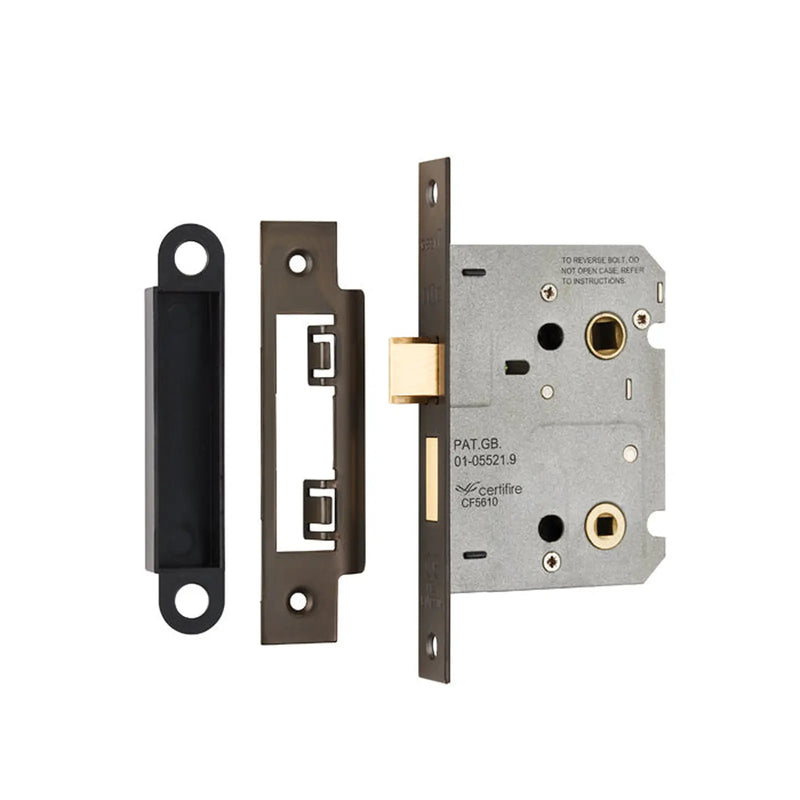 Stax 76Mm Bathroom Lock - 5Mm Follower - 57Mm C/C - Radius - Matt Bronze