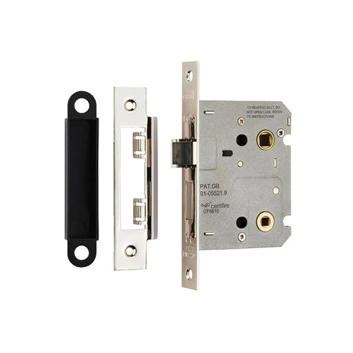Stax 76Mm Bathroom Lock - 5Mm Follower - 57Mm C/C - Square - Nickel Plated