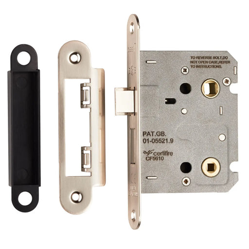 Stax 76Mm Bathroom Lock - 5Mm Follower - 57Mm C/C - Radius - Nickel Plated