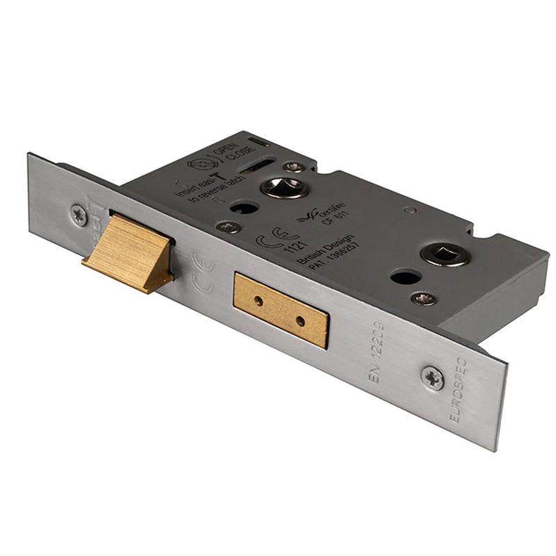 Stax 64Mm Heavy Duty Bathroom Lock - 5Mm Follower - 57Mm C/C - Radius - Satin Stainless Steel