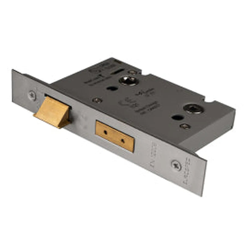 Stax 76Mm Heavy Duty Bathroom Lock - 5Mm Follower - 57Mm C/C - Square - Satin Stainless Steel