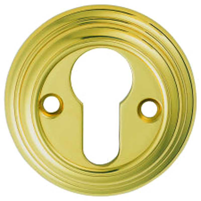 Escutcheon Euro Profile Round Face Fix - Polished Brass 55MM
