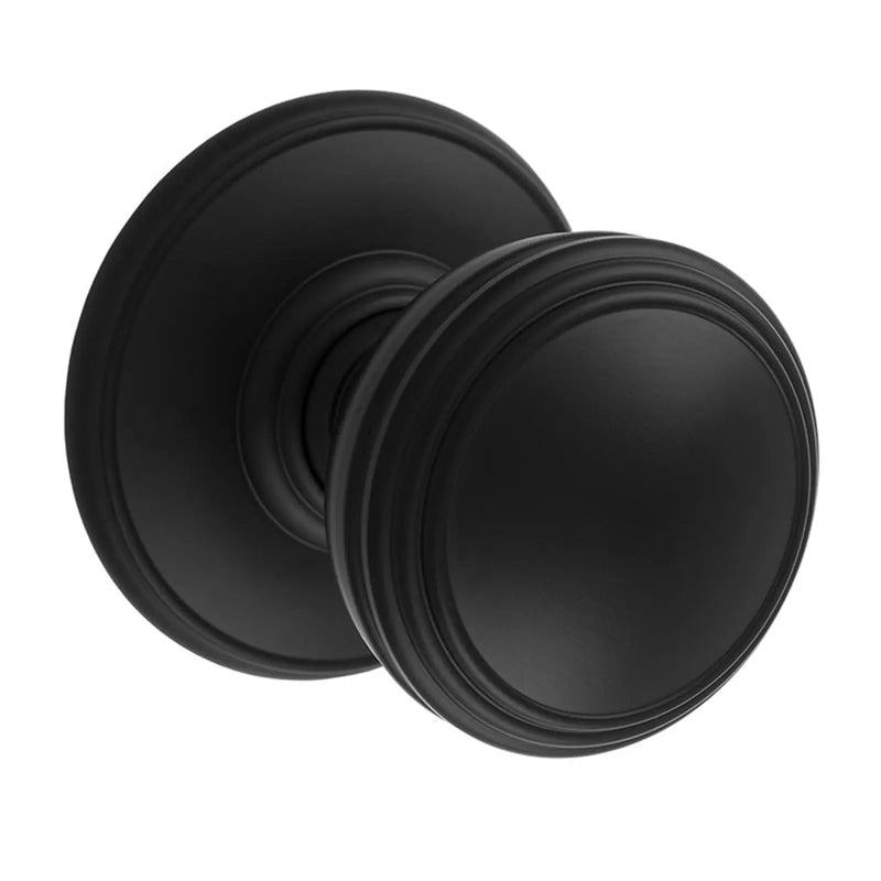 Plain Knob On Concealed Fix Round Rose C/W Locating Washer - Matt Black