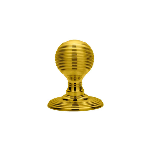 Reeded Knob (Concealed Fix) C/W Locating Washer - Polished Brass 51MM