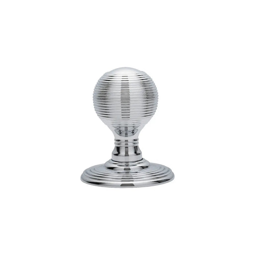 Reeded Knob (Concealed Fix) C/W Locating Washer - Polished Chrome 51MM
