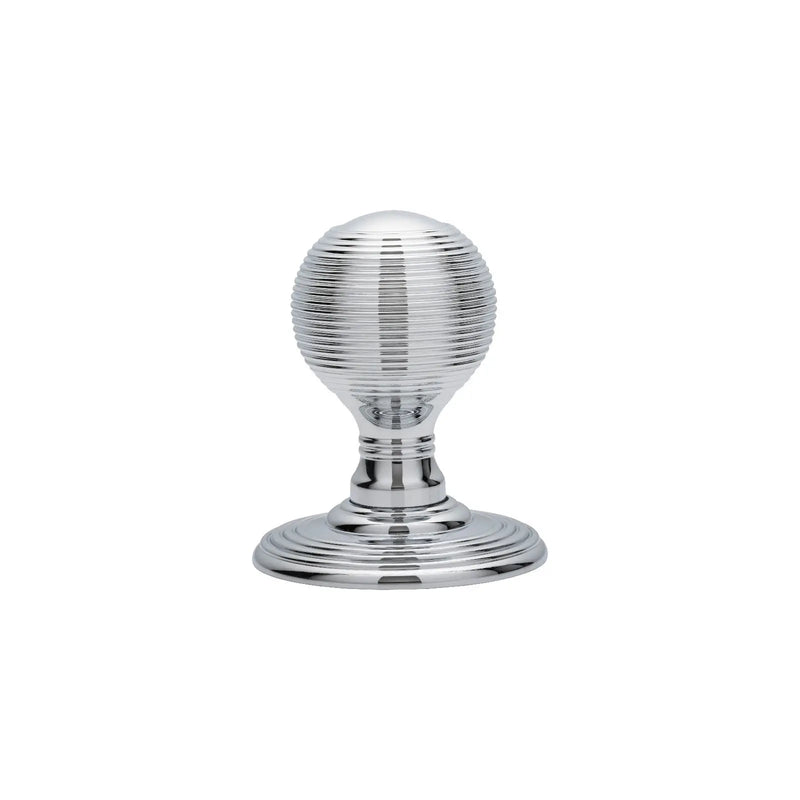 Reeded Knob (Concealed Fix) C/W Locating Washer - Polished Chrome 51MM