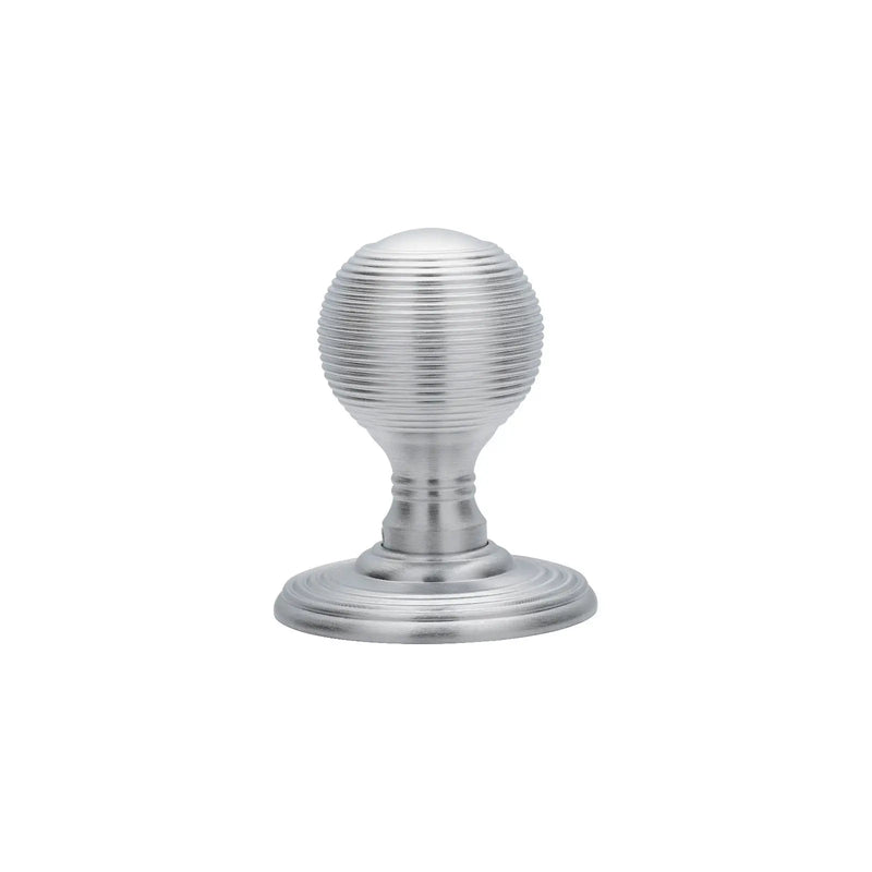 Reeded Knob (Concealed Fix) C/W Locating Washer - Satin Chrome 51MM