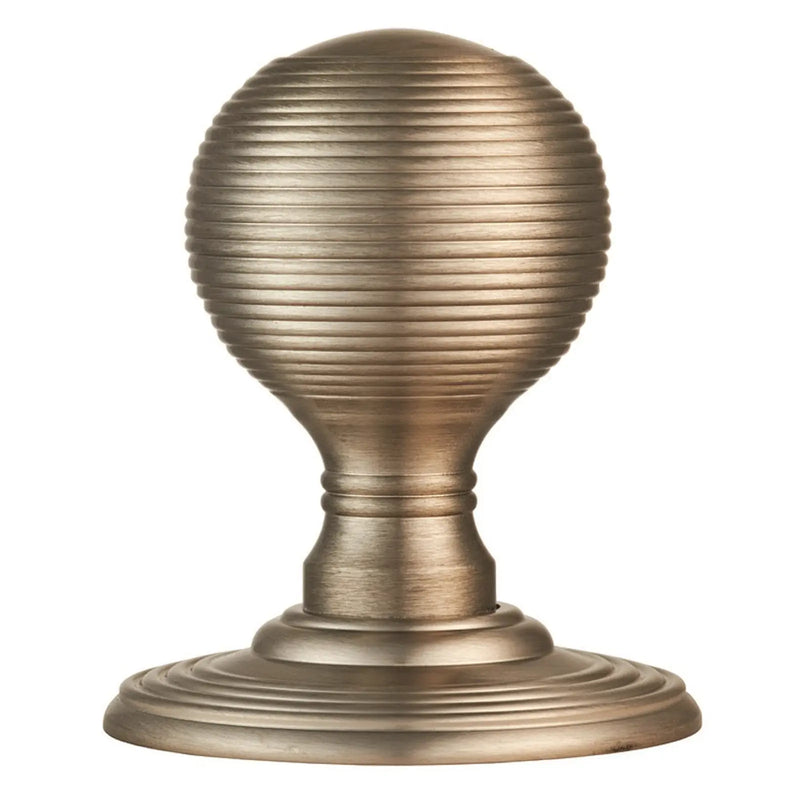 Reeded Knob (Concealed Fix) C/W Locating Washer - Satin Nickel 51MM