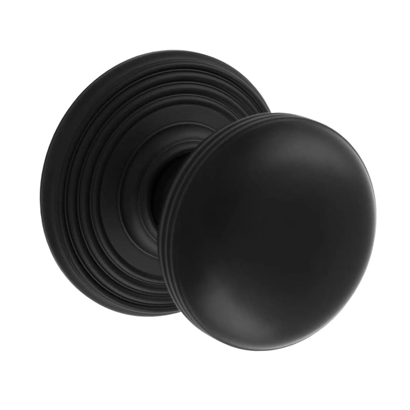 Ringed Knob On Concealed Fix Round Rose C/W Locating Washer - Matt Black