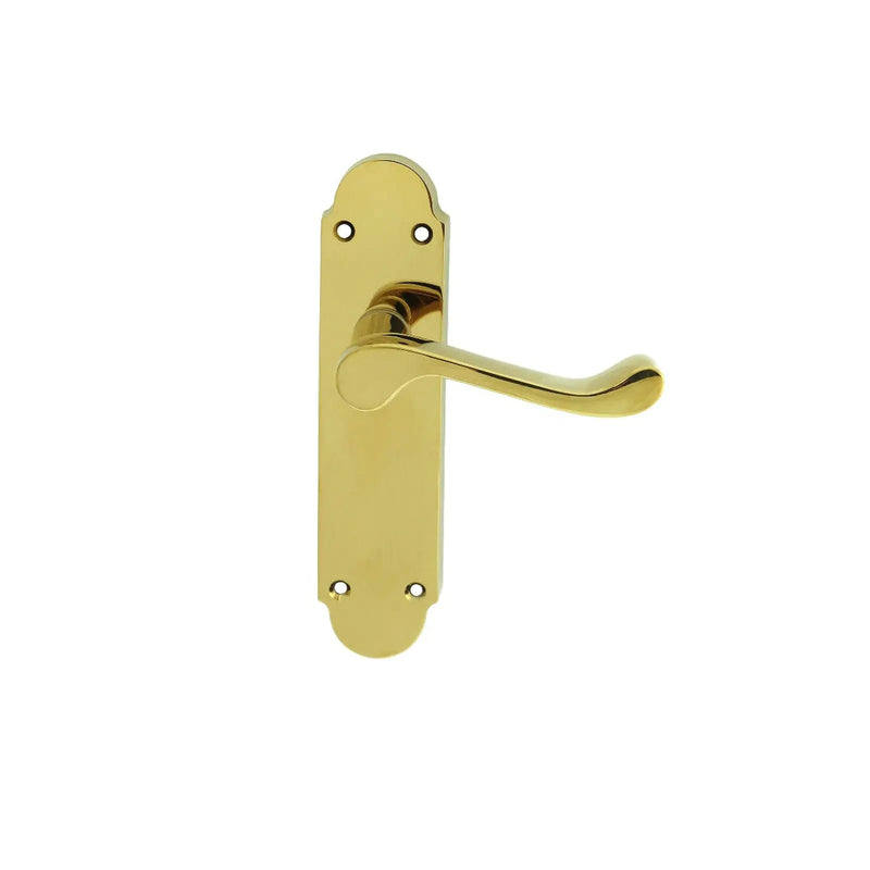 Oakley Lever On Face-Fix Backplate - Latch - Polished Brass 170MM X 42MM