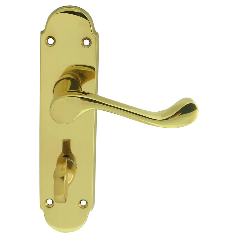 Oakley Lever On Face-Fix Backplate - Bathroom 57Mm - Polished Brass 170MM X 42MM