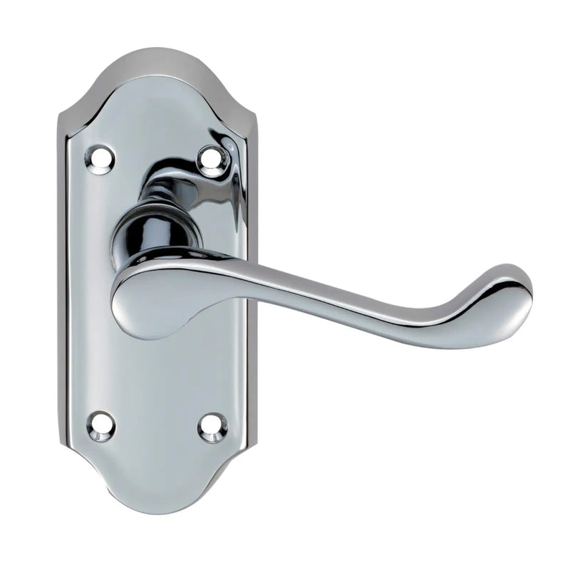 Ashtead Lever On Face-Fix Backplate - Latch - Polished Chrome 112 X 48MM