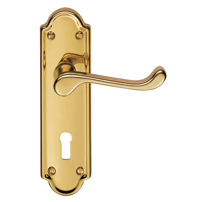 Ashtead Lever On Face-Fix Backplate - Lock 57Mm - Polished Brass 168MM X 48MM