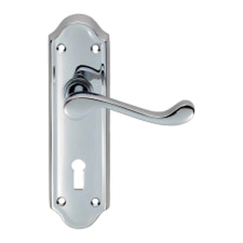 Ashtead Lever On Backplate - Lock 57Mm C/C - Polished Chrome 168MM X 48MM