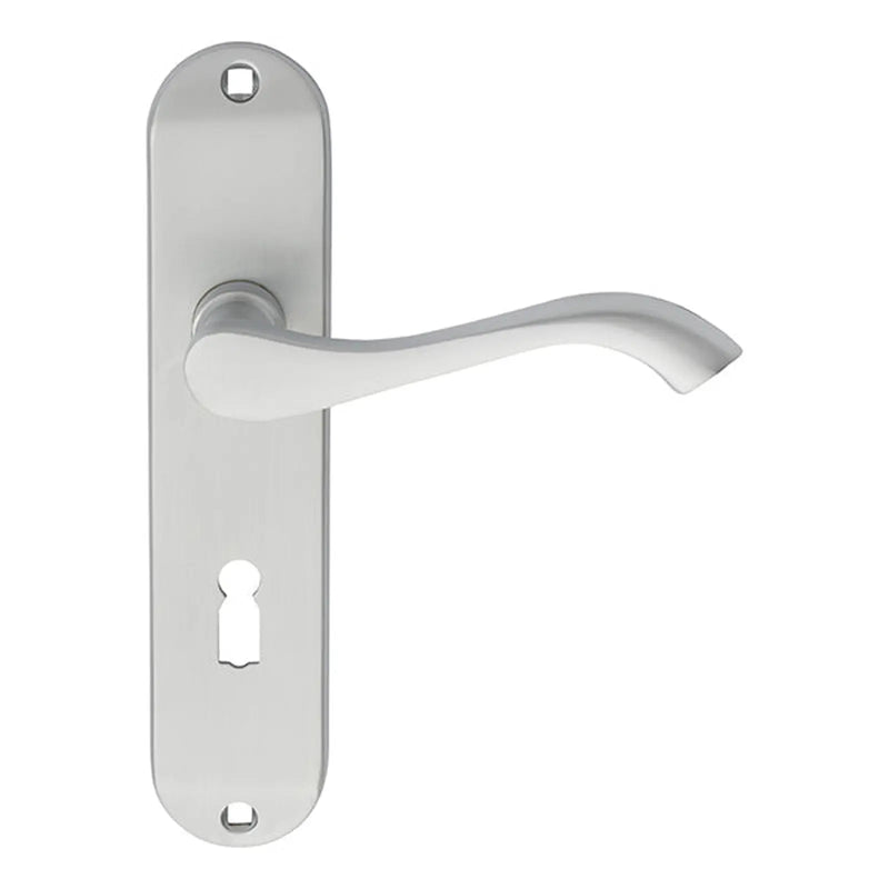 Andros Lever On Backplate - Lock 57Mm C/C - Satin Chrome 180MM X 40MM