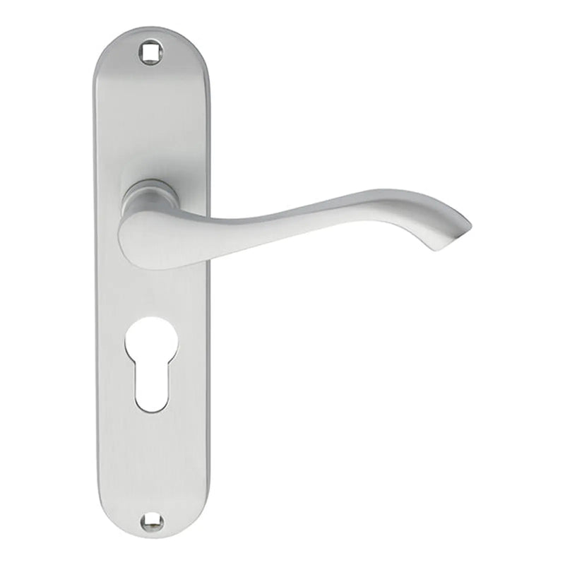 Andros Lever On Backplate - Lock Euro Profile 47.5Mm C/C - Satin Chrome 180MM X 40MM