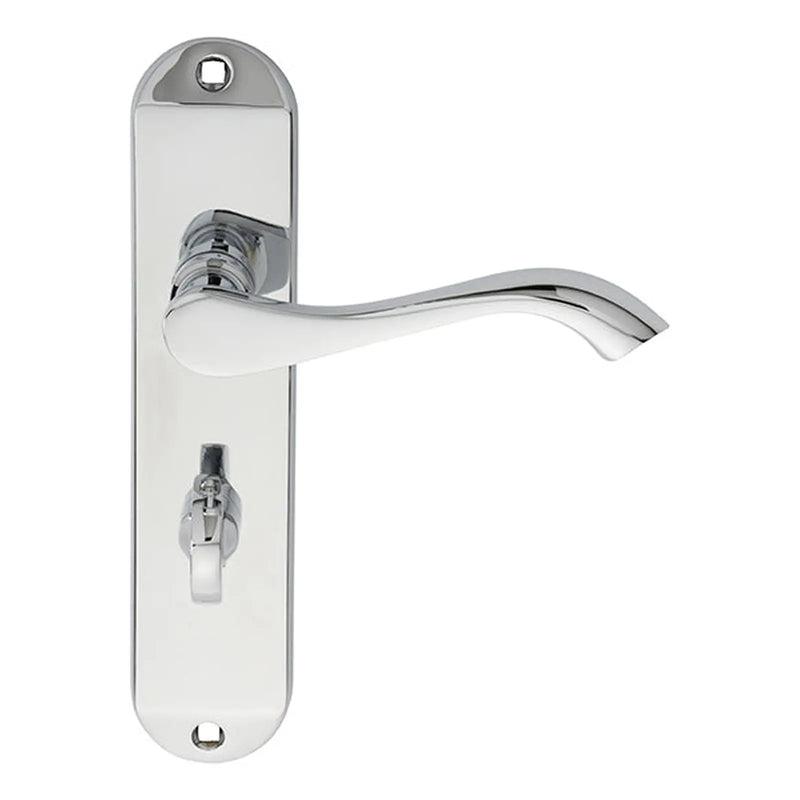 Andros Lever On Backplate - Bathroom 57Mm C/C - Polished Chrome 180MM X 40MM